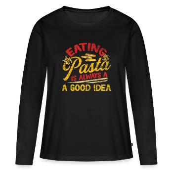 pâtes - T-shirt manches longues Premium bio Femme - noir - Devant - Julia (174cm)