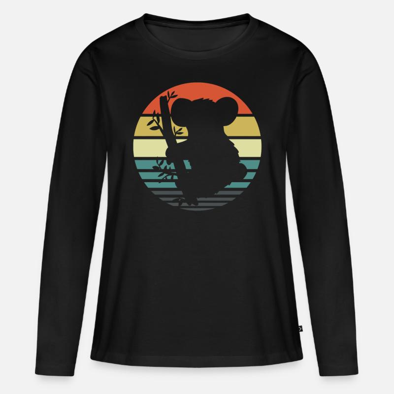 Koala - Frauen Premium Bio Langarmshirt - Schwarz