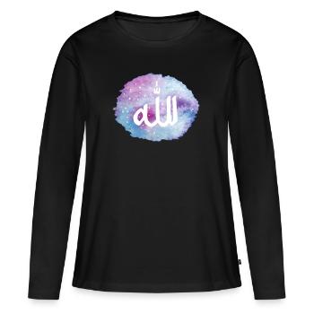 Etoiles ciel Allah (arabe) - T-shirt manches longues Premium bio Femme - noir - Devant - Julia (174cm)