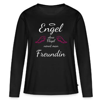 Engel ohne Flügel nennt man Freundin Geschenkidee - Frauen Premium Bio Langarmshirt - Schwarz - Vorne - Julia (174cm)