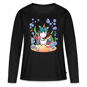 La licorne violon sous l’eau - T-shirt manches longues Premium bio Femme - noir - Devant - Julia (174cm)
