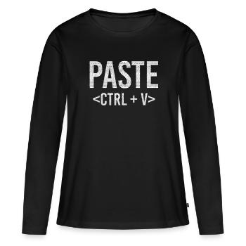 Copy And Paste IT Informatik STRG + V - Frauen Premium Bio Langarmshirt - Schwarz - Vorne - Julia (174cm)