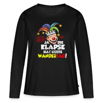 Karneval Fasching Verrückt Lustig - Frauen Premium Bio Langarmshirt - Schwarz - Vorne - Julia (174cm)