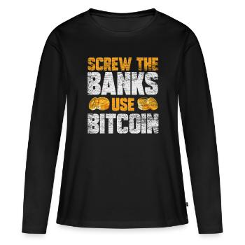 Bitcoin - T-shirt manches longues Premium bio Femme - noir - Devant - Julia (174cm)