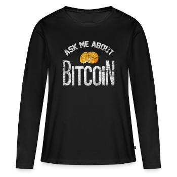 Bitcoin - T-shirt manches longues Premium bio Femme - noir - Devant - Julia (174cm)