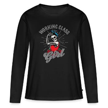 Working Class Girl Rockabilly Woman - Women's Premium Organic Long Sleeve Shirt - black - Front - Julia (174cm)