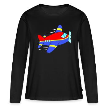 Aviateur d'avion - T-shirt manches longues Premium bio Femme - noir - Devant - Julia (174cm)