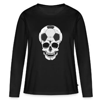 Fußball Fußballspieler Fußballspiel Tor Totenkopf - Frauen Premium Bio Langarmshirt - Schwarz - Vorne - Julia (174cm)