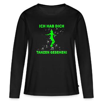 Cordula Grün tanzt und singt den Partyhit mit. - Frauen Premium Bio Langarmshirt - Schwarz - Vorne - Julia (174cm)