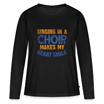 Chant choral - T-shirt manches longues Premium bio Femme - noir - Devant - Julia (174cm)