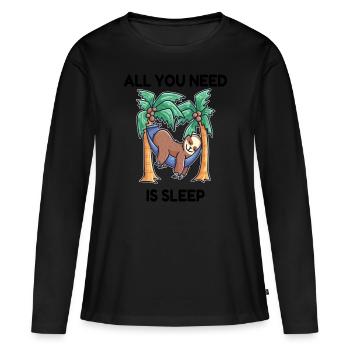 Hamac paresseux endormi - T-shirt manches longues Premium bio Femme - noir - Devant - Julia (174cm)