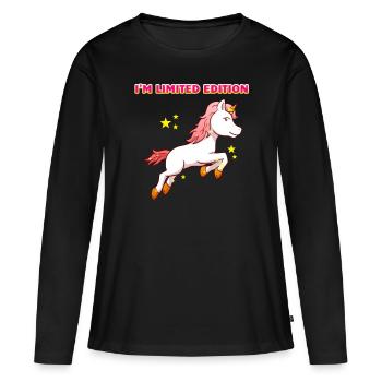 I'm Limited Edition Unicorn Einhorn Besonders - Frauen Premium Bio Langarmshirt - Schwarz - Vorne - Julia (174cm)
