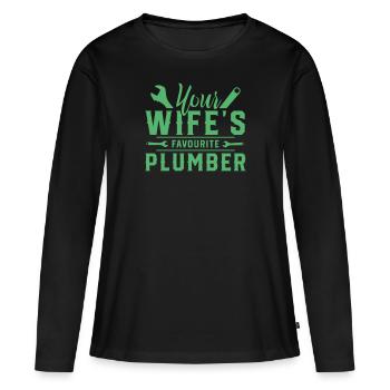 Plombier plomberie plombier équipe de plomberie - T-shirt manches longues Premium bio Femme - noir - Devant - Julia (174cm)