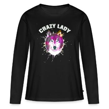 Crazy wolfs lady - T-shirt manches longues Premium bio Femme - noir - Devant - Julia (174cm)