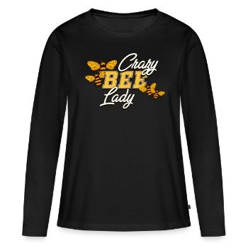 Abeille Crazy Lady - T-shirt manches longues Premium bio Femme - noir - Devant - Julia (174cm)