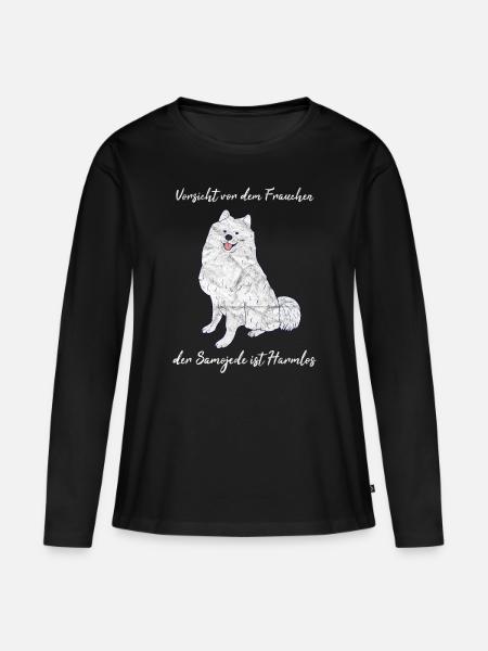 Samojede Hund - Frauen Premium Bio Langarmshirt - Schwarz