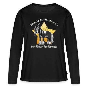 Irish Tinker Pferd Gypsy Cop - Frauen Premium Bio Langarmshirt - Schwarz - Vorne - Julia (174cm)
