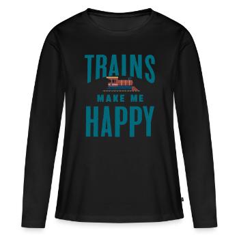 Züge - Frauen Premium Bio Langarmshirt - Schwarz - Vorne - Julia (174cm)