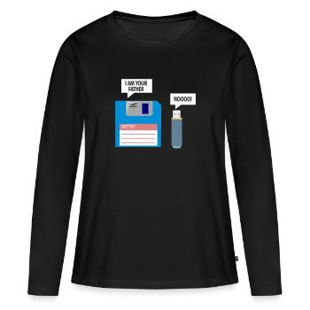 Diskette und USB - Frauen Premium Bio Langarmshirt - Schwarz - Vorne - Julia (174cm)