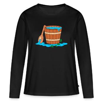 Seau de sauna - T-shirt manches longues Premium bio Femme - noir - Devant - Julia (174cm)