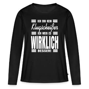 Besserwisser Universität Klassenbester - Frauen Premium Bio Langarmshirt - Schwarz - Vorne - Julia (174cm)