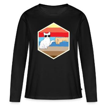 Amant de chat Amant de chat Cool cat - T-shirt manches longues Premium bio Femme - noir - Devant - Julia (174cm)