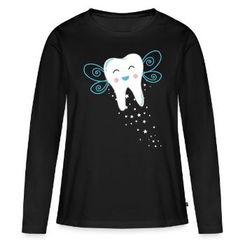 Assistante dentaire Cadeau Petite souris Pour dames - T-shirt manches longues Premium bio Femme - noir - Devant - Julia (174cm)
