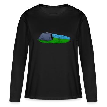 Karpfenzelt Rod Pod Karpfenangeln - Frauen Premium Bio Langarmshirt - Schwarz - Vorne - Julia (174cm)