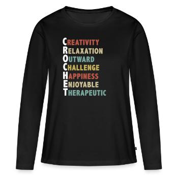 Crochet, relaxation au crochet - T-shirt manches longues Premium bio Femme - noir - Devant - Julia (174cm)