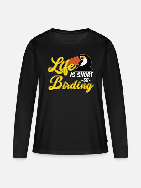 Vögel beobachten, Geschenk Vögel beobachten - Frauen Premium Bio Langarmshirt - Schwarz