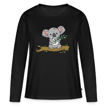 Koala - with eucalyptus on tree - Women's Premium Organic Long Sleeve Shirt - black - Front - Julia (174cm)