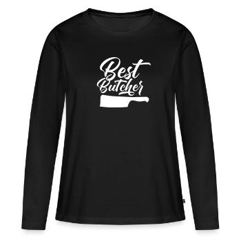 Équipe Boucherie Boucher Boucher Boucherie Boucherie - T-shirt manches longues Premium bio Femme - noir - Devant - Julia (174cm)