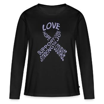 Cancer chimio cadeau - T-shirt manches longues Premium bio Femme - noir - Devant - Julia (174cm)