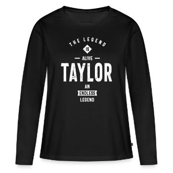 Taylor personalisierte Name Geburtstagsgeschenk - Frauen Premium Bio Langarmshirt - Schwarz - Vorne - Julia (174cm)
