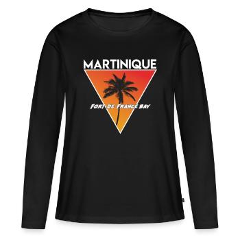 Martinique avec capitale - T-shirt manches longues Premium bio Femme - noir - Devant - Julia (174cm)