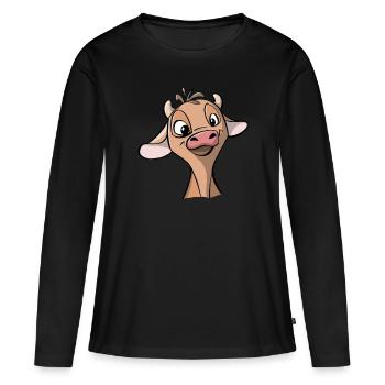 Jeune vache - T-shirt manches longues Premium bio Femme - noir - Devant - Julia (174cm)