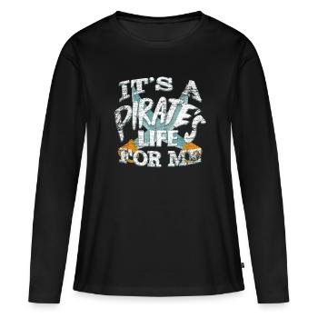 pirate - T-shirt manches longues Premium bio Femme - noir - Devant - Julia (174cm)