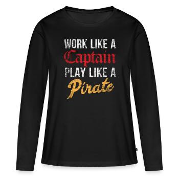 Pirat - T-shirt manches longues Premium bio Femme - noir - Devant - Julia (174cm)