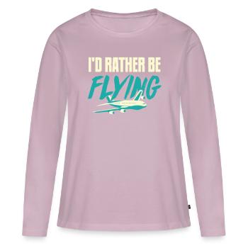 pilote - T-shirt manches longues Premium bio Femme - rose poudré - Devant - Julia (174cm)