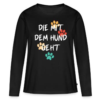 die mit den hunden geht - Frauen Premium Bio Langarmshirt - Schwarz - Vorne - Julia (174cm)