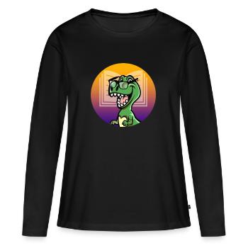 T-Rex Dino Dinosaur cute dino glasses - Women's Premium Organic Long Sleeve Shirt - black - Front - Julia (174cm)