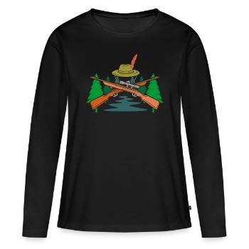 Chasseur symbole chasseur - T-shirt manches longues Premium bio Femme - noir - Devant - Julia (174cm)