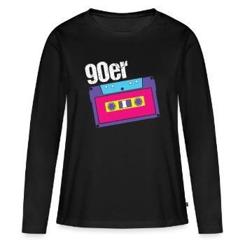 1990s - Women's Premium Organic Long Sleeve Shirt - black - Front - Julia (174cm)