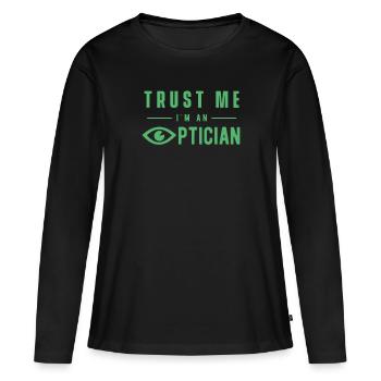 Optique lunettes opticien opticien opticien - T-shirt manches longues Premium bio Femme - noir - Devant - Julia (174cm)