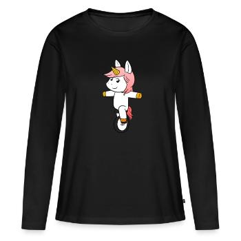 Monocycle licorne monocycle - T-shirt manches longues Premium bio Femme - noir - Devant - Julia (174cm)