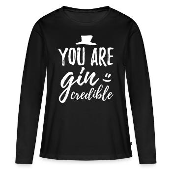 gin - T-shirt manches longues Premium bio Femme - noir - Devant - Julia (174cm)