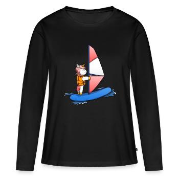 Planche à voile licorne planche à voile planche à voile - T-shirt manches longues Premium bio Femme - noir - Devant - Julia (174cm)