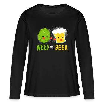 Drôle de mauvaises herbes contre la bière Cannabis Kush Stoner boire du THC - T-shirt manches longues Premium bio Femme - noir - Devant - Julia (174cm)