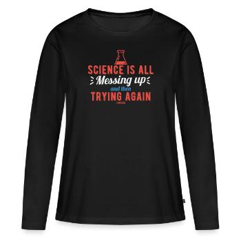 Science Nerd Recherche professeur laboratoire - T-shirt manches longues Premium bio Femme - noir - Devant - Julia (174cm)