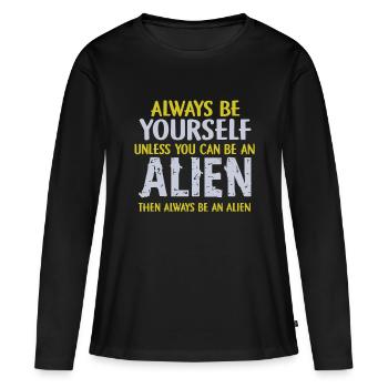 Alien - T-shirt manches longues Premium bio Femme - noir - Devant - Julia (174cm)